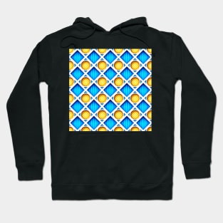 Colorful Yellow and Blue 3d Geometric Pattern Hoodie